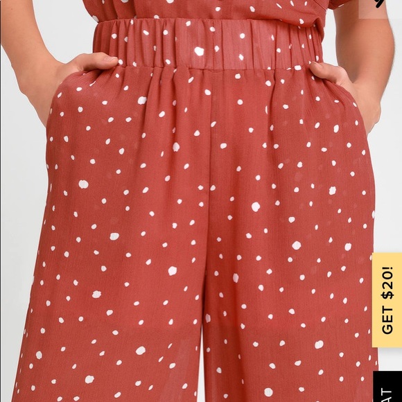 LULUs - BRYNNLEE RUST RED CULOTTE PANTS - Size M - Picture 4 of 4